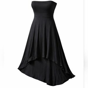 Black Strapless High-Low Dress